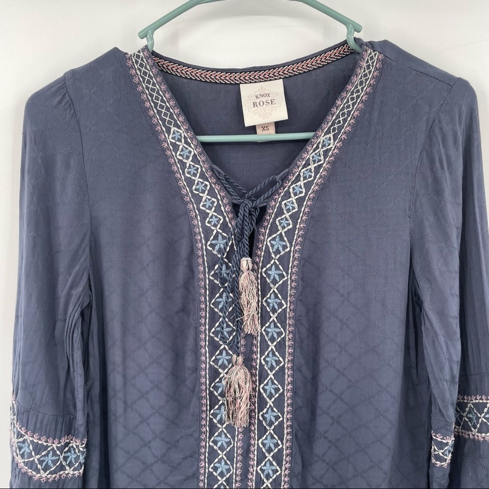 Knox Rose Purple / Blue  Embroidered Boho Top - Picture 2 of 13